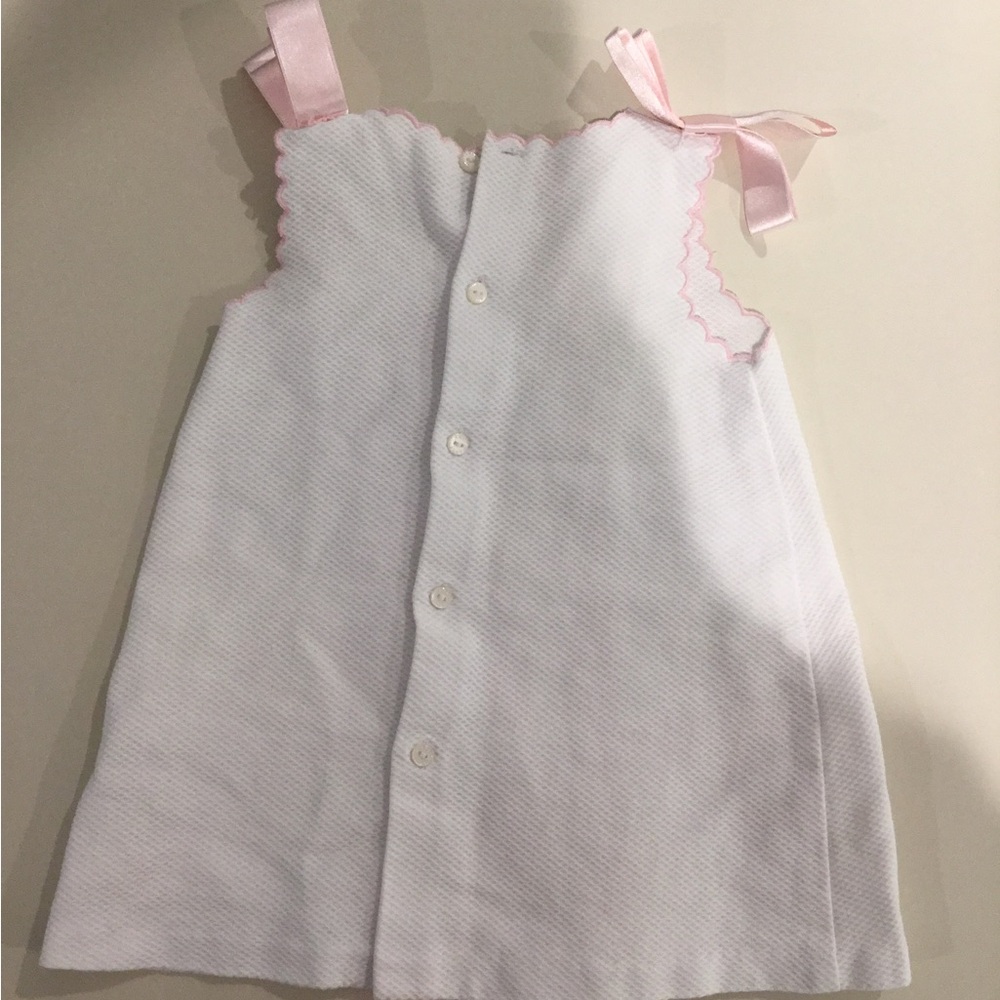 Classic White Baby Dress with Pink Ribbon Ties